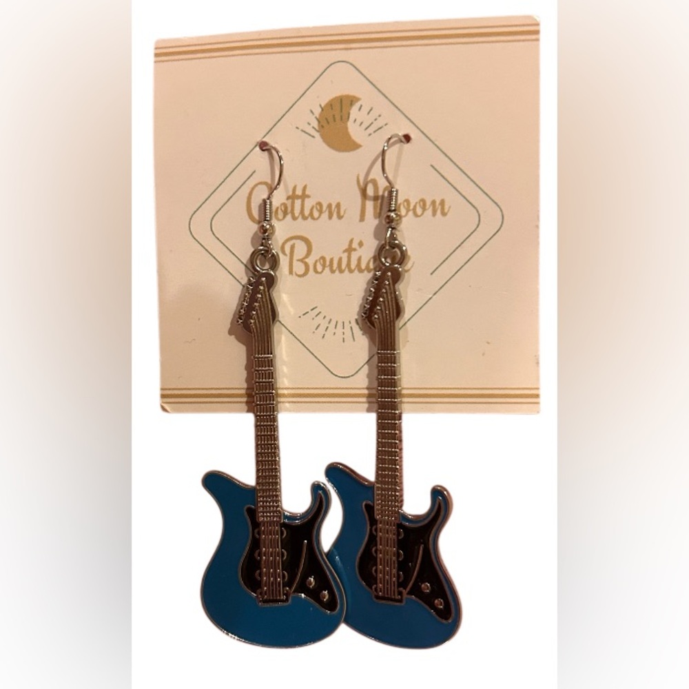 Blue Guitar Earrings
